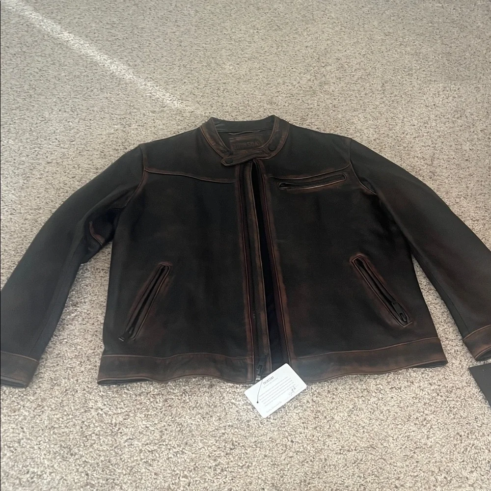 Thursday Boots Leather Roadster Jacket (Black Coffee) athletic cut size XL - Picture 5 of 9